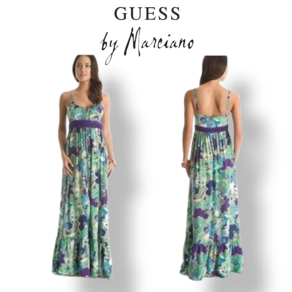 Guess By Marciano Bouguet Silk Floral Maxi Dress - Picture 1 of 9
